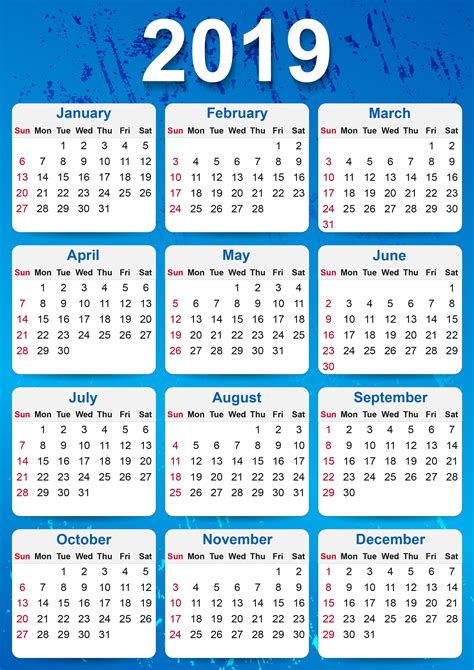 2019 Calendar .